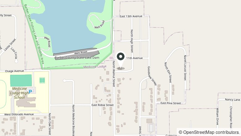 Map showing the location of 1002 N. Walnut, Medicine Lodge, Kansas