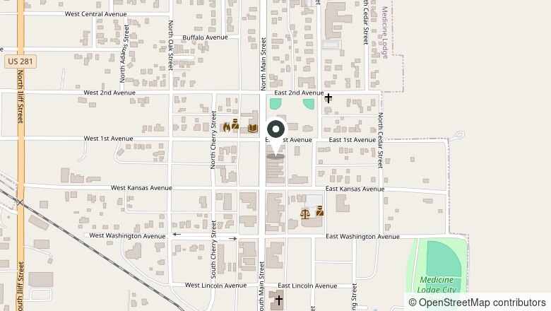 Map showing the location of 118 N. Main, Medicine Lodge, Kansas