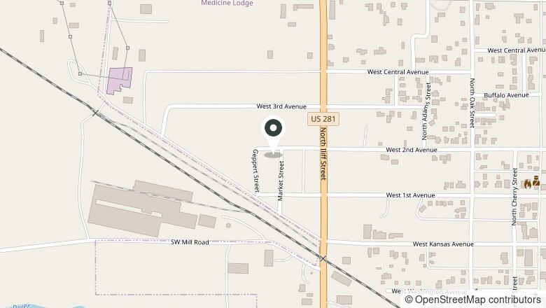 Map showing the location of 211 North Market Street, Medicine Lodge, Kansas