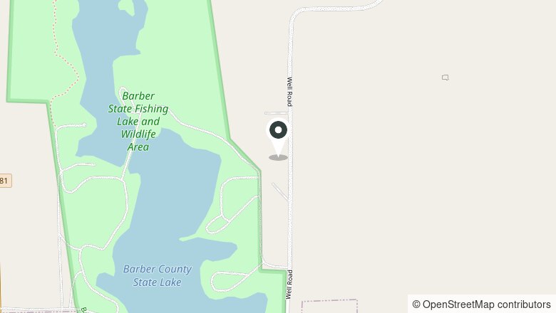 Map showing the location of 2261 NE Well Rd., near Medicine Lodge, Kansas