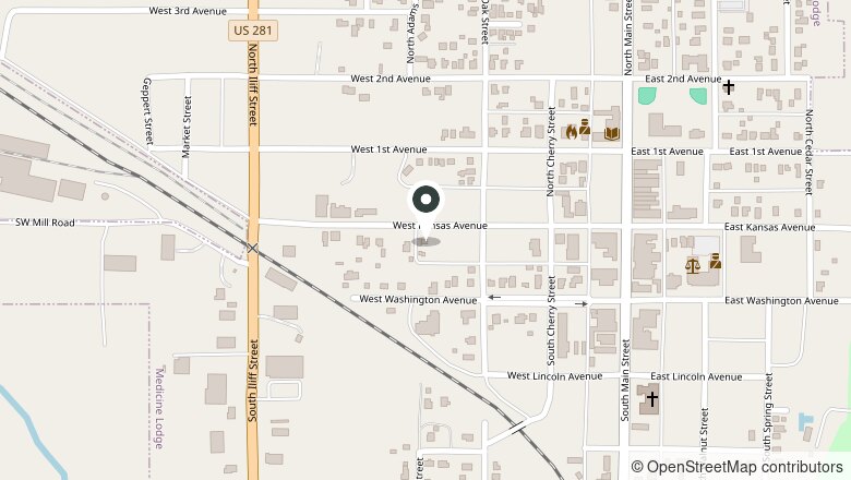 Map showing the location of 311 W. Kansas Ave., Medicine Lodge, Kansas