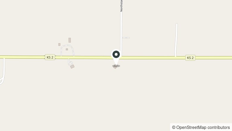 Map showing the location of 3993 SE State Highway K2, near Kiowa, Kansas