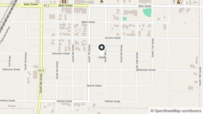 Map showing the location of 403 S. 8th St., Kiowa, Kansas