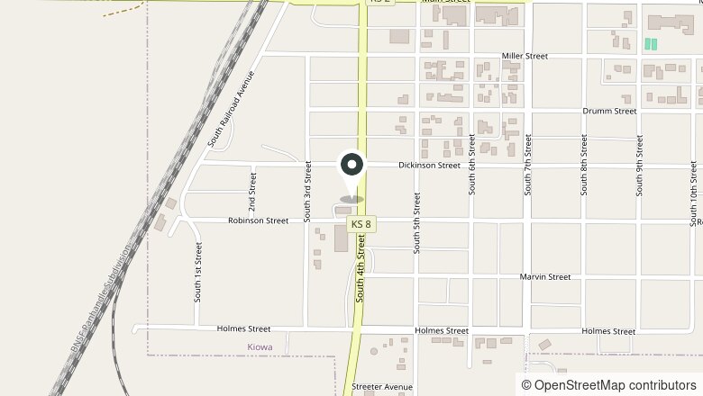 Map showing the location of 415 S. 4th St., Kiowa, Kansas