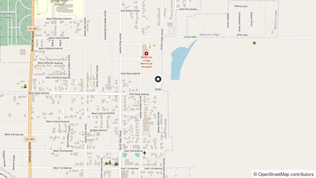 Map showing the location of 501 N. Cedar, Medicine Lodge, Kansas