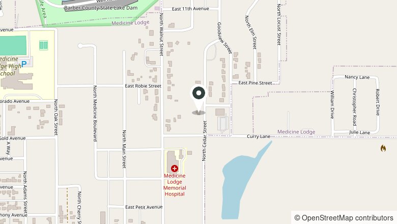 Map showing the location of 807 N. Cedar, Medicine Lodge, Kansas