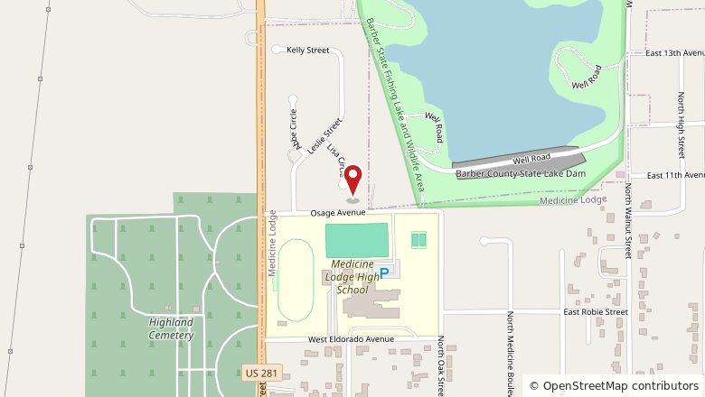 Map showing the location of 120 Lisa Circle, Medicine Lodge, Kansas