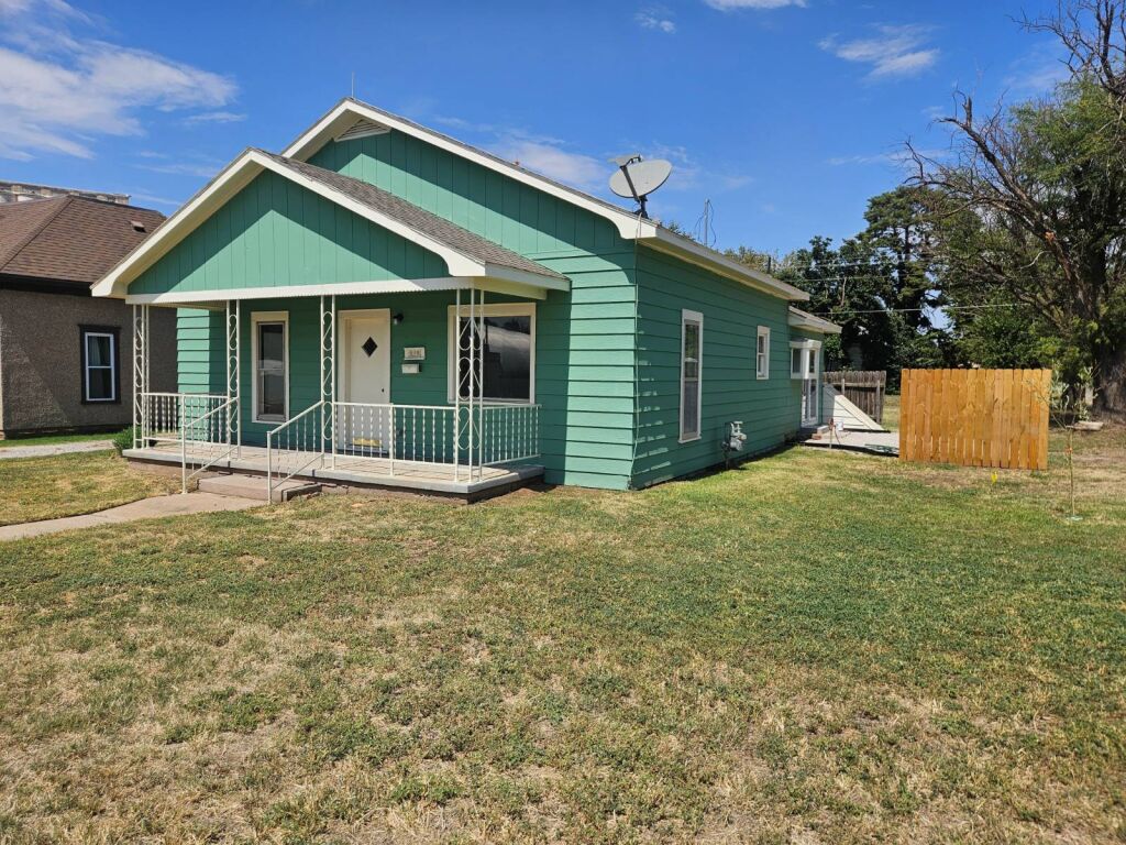 328 Main St. in Kiowa, Kansas — Exterior from the northeast