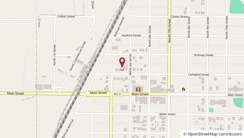 Map showing the location of 430 Campbell St., Kiowa, Kansas